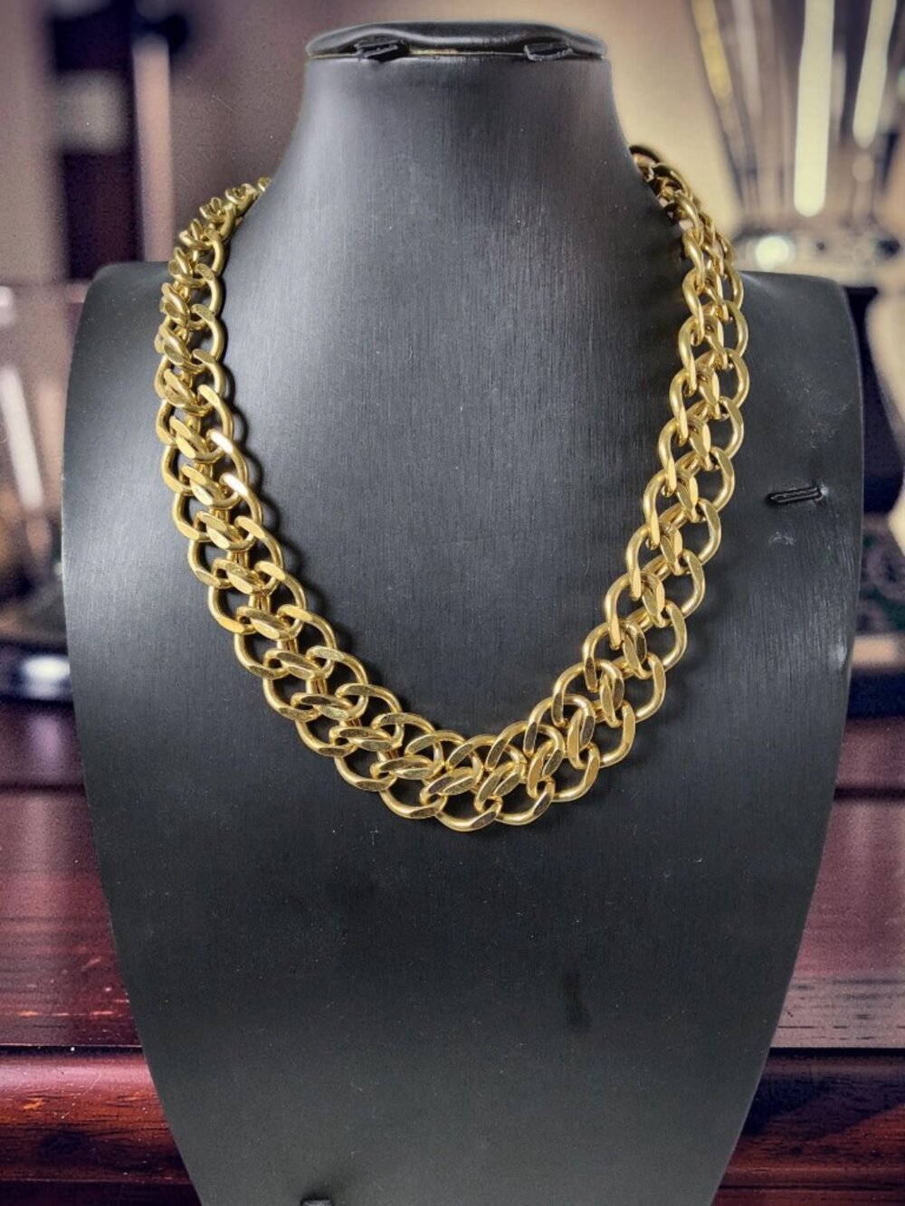 Vintage Napier Unisex Heavy Goldtone Double Chainlink Necklace, 18" long x .75" - Picture 12 of 16